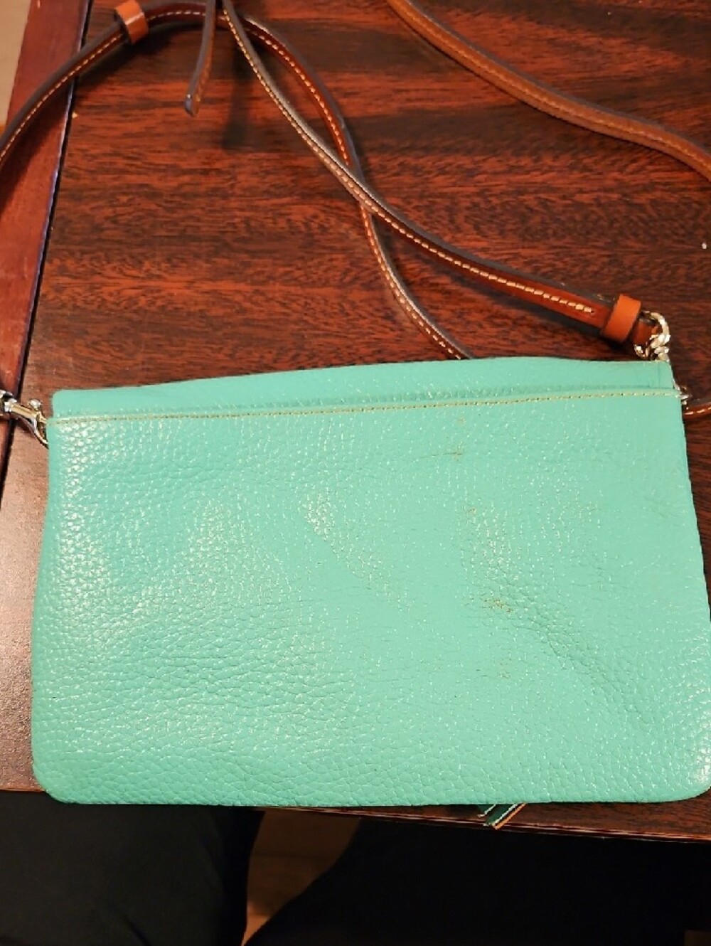 Dooney & Bourke Turquoise Leather Crossbody with Tassel - Picture 2 of 8
